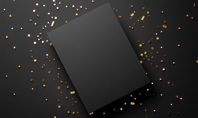 Blank mockup of a celebratory retirement party invitation with a bold typography and gold confetti details.