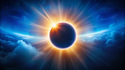 Fototapeta premium Surreal Blue Solar Eclipse: Celestial Event in Cosmic Hues