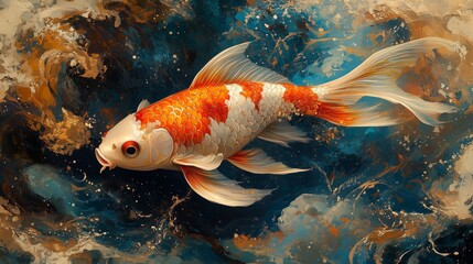 A goldfish swims against a current