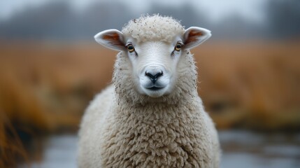 Obraz premium close up of sheep standing at field