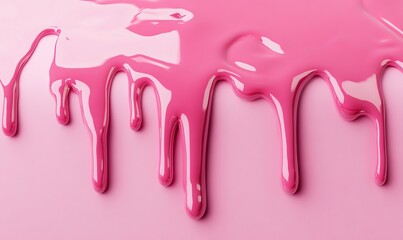 Vibrant and Glossy Stream of Strawberry Pink Chocolate Dripping