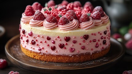 St. Valentines day cake with red and pink cream