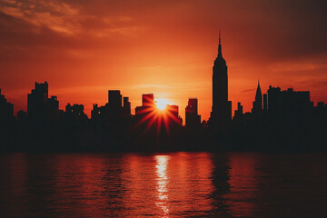 Obraz premium chicago skyline at sunset