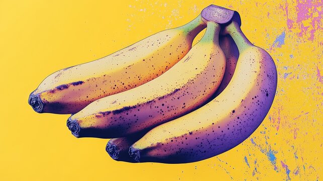 Sleek line-art representation of a bundle of vibrant yellow bananas on white background