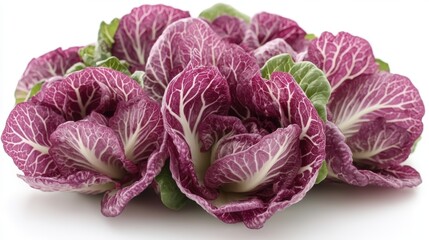Obraz premium Radicchio with deep purple leaves and white veins on a white background