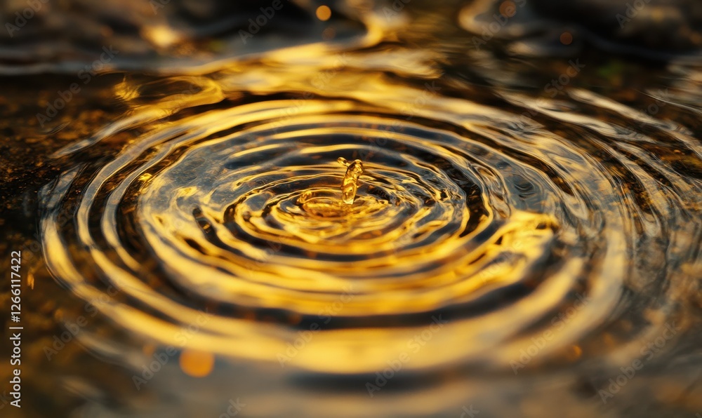 Poster abstract ripple of golden liquid with shimmering highlights, creating a mesmerizing and luxurious ef