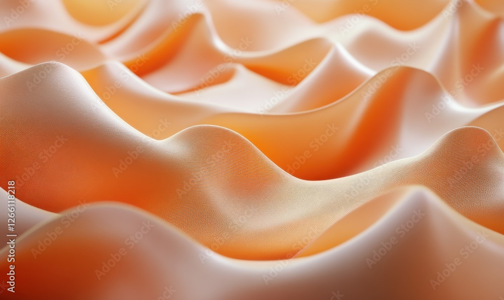 Poster warm orange fabric folded in smooth waves, with subtle texture and light creating depth and softness