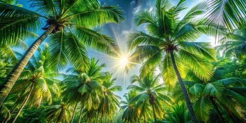 Surreal Tropical Paradise: Sunlit Palm Leaves & Dreamy Island Escape