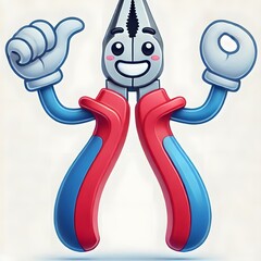 Obraz premium Pliers Mascot: The mechanic's best friend Mr. Pliers, the mechanic's friend, Pliers cartoon, mechanic's tools