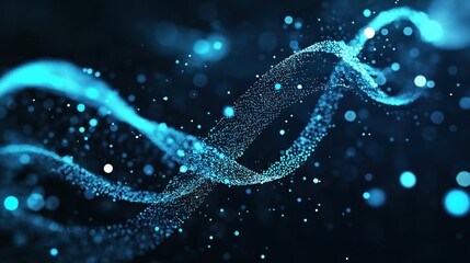 Dynamic blue particles flowing in a wave pattern abstract background for technology and innovation themes
