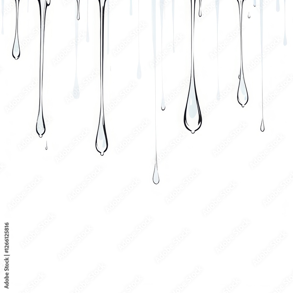 Poster raindrops on white background creating a minimalistic and serene aesthetic generative ai