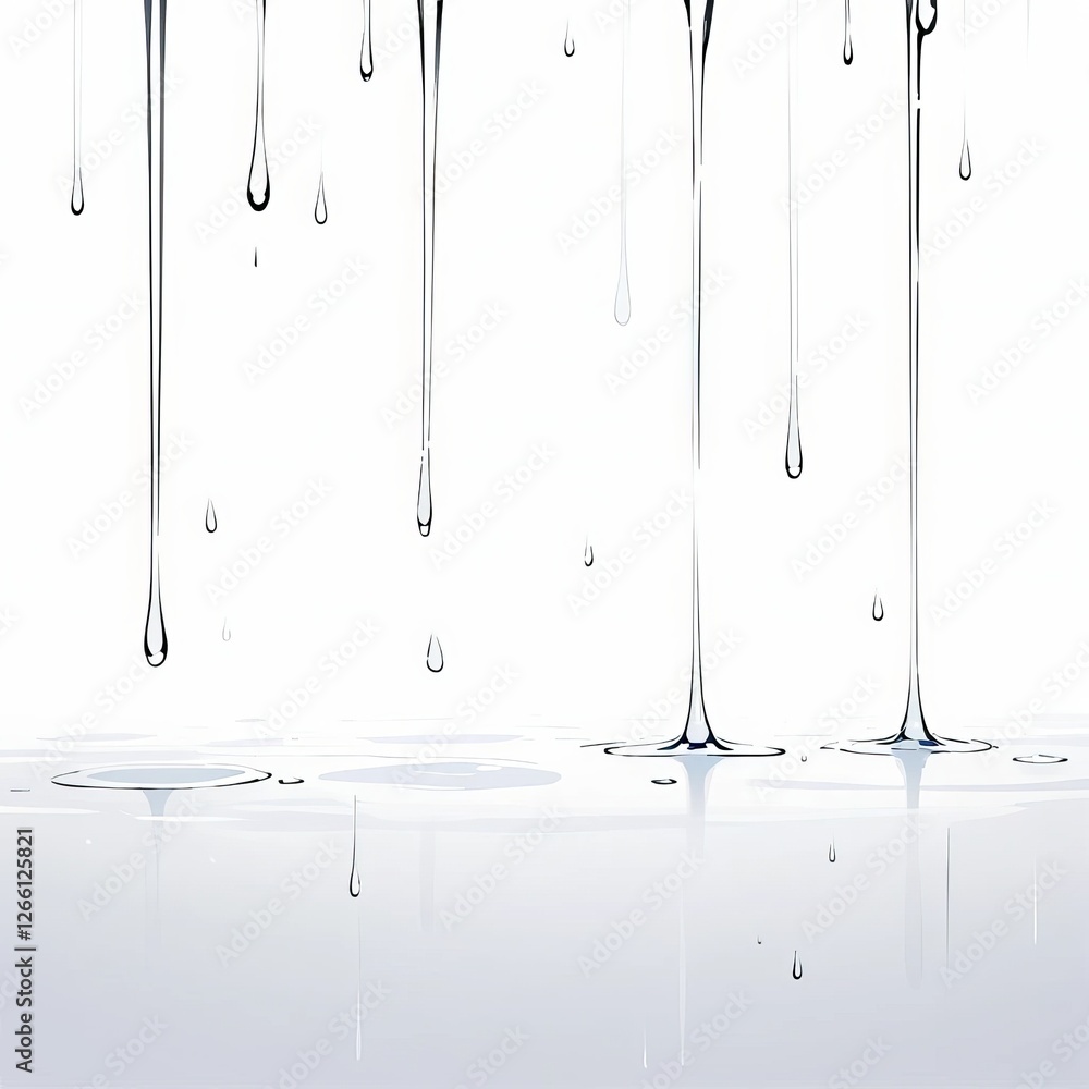 Poster raindrops on white background creating a minimalistic and serene aesthetic generative ai
