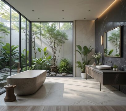 Cuarto de ba&ntilde;o minimalista y moderno