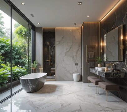 Cuarto de ba&ntilde;o minimalista y moderno