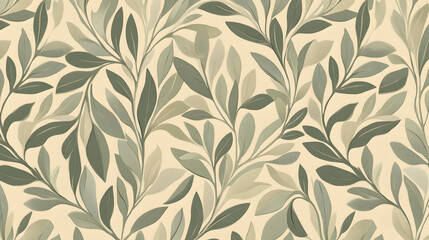 Geometric Patterns in Olive Branch Art Deco Design Wallpaper