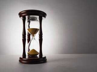Time running out with hourglass on table