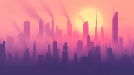 Fototapeta premium Smoke in the city fouls the air, making it poisonous