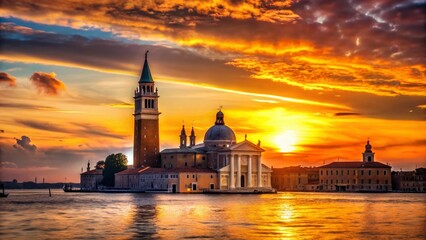 Venetian Sunset: Bell Tower of San Pietro Martire Church
