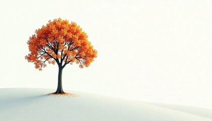 A lone tree stands tall amidst a serene white background, its branches stretching towards the sky , single tree, peaceful, solitude