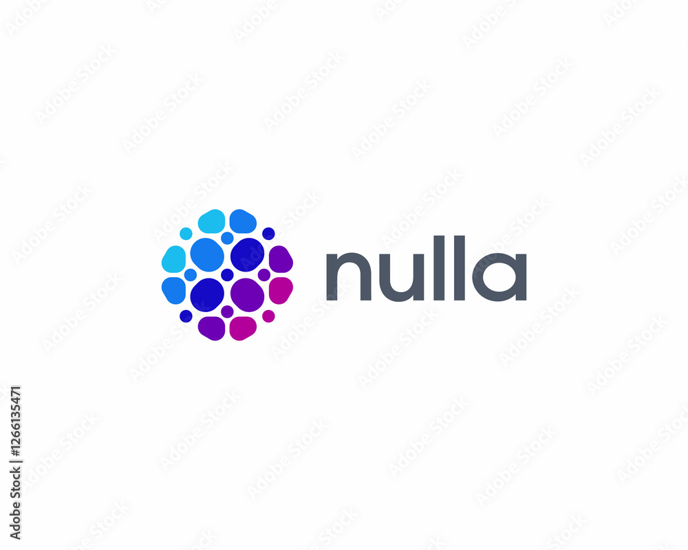 Poster abstract round gradient logo from isolated dots. universal energy science dynamic sign. illustration