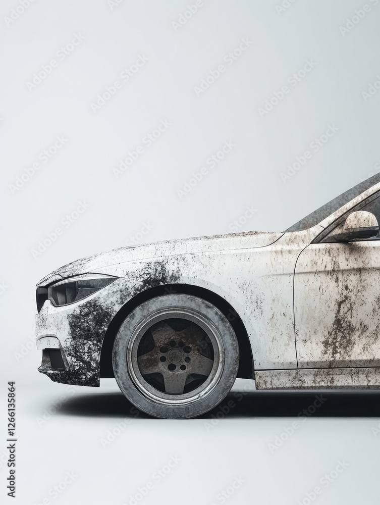 Poster comparison of a scratched dirty car and a shiny polished vehicle showcasing the difference in care a