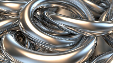 Fototapeta premium Abstract metallic rings, close-up, intertwined, futuristic background