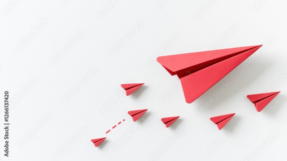 Aufkleber red paper planes representing business strategies and innovative solutions for achieving success in 