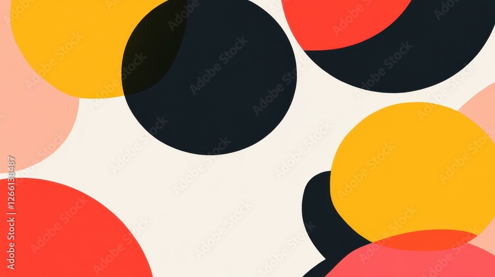 Poster experience a vibrant fusion of flat, circular shapes and smooth textures in this colorful minimalist