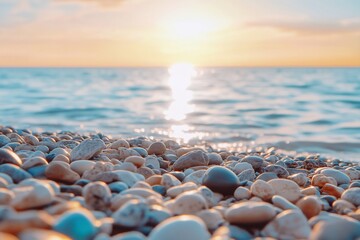 Pebbles beach sunset ocean waves