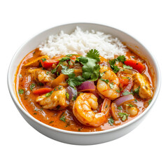Fototapeta premium Plate of shrimp cooked with peppers