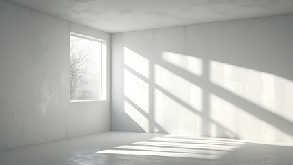 Fototapeta premium Gray wall in an empty room with concrete floor 