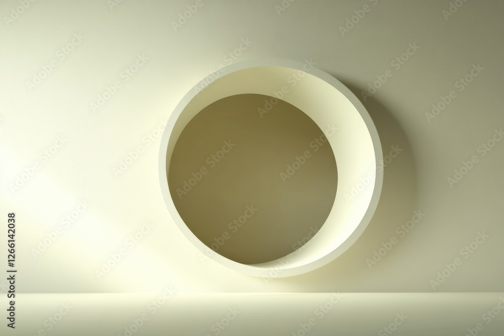 Poster Circular architectural feature on a smooth wall creates a modern aesthetic in a minimalistic space. Generative AI