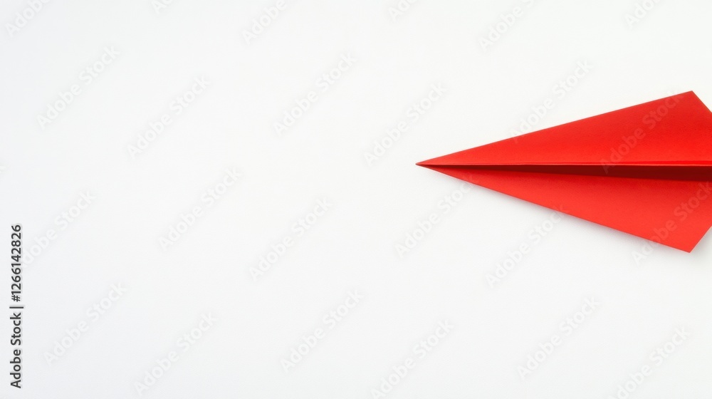 Fototapete Red paper plane symbolizing business strategy and innovation on a white background for success and solutions. Generative AI