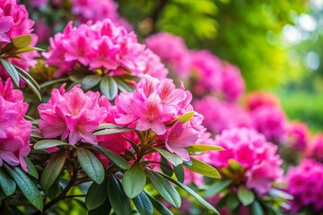 Fototapeta premium Vibrant Pink Rhododendron Blooms with Copy Space - Stunning Spring Flower Photography