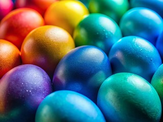 Vibrant Rainbow-Shaped Blue Eggs: Macro Food Coloring Photography