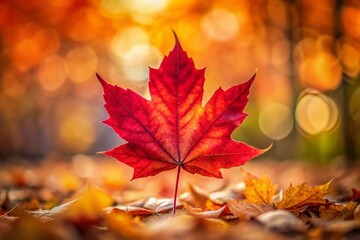 Vibrant Red Maple Leaf Autumn Photography - Seasonal Fall Foliage
