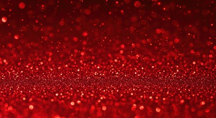 Red glitter background, shimmering sparkles, macro photography, festive holiday texture, luxurious ruby tones, bokeh effect, glamorous abstract pattern, romantic Valentine's Day backdrop, vibrant scar