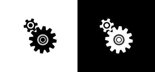 Black and white circle cogwheels set vector graphic. Gears set illustration to use for technology, business, mechanics, engineering projects. 