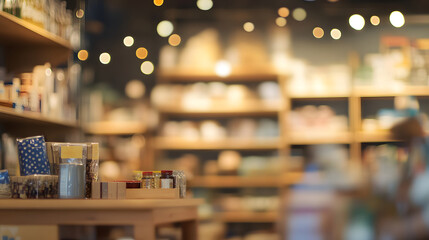 Charming Atmosphere of a Rustic Shop with Warm Lights and Cozy Shelves of Goods
