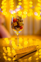 the glass with the lights on the background