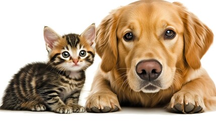 Kitten, dog, friendship, studio, white