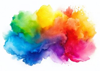 Fototapeta premium Vibrant Watercolor Stain Decoration on White Background - Artistic Texture for Design