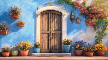 blue door in the old town