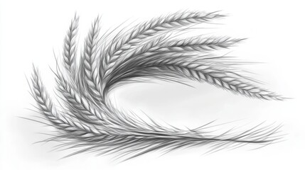 Obraz premium Elegant Black and White Sketch of Wheat Stalks Flowing Gracefully
