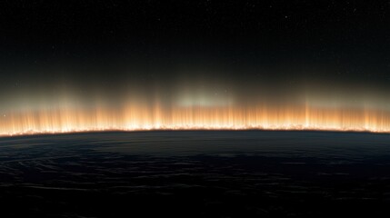 Airglow Illuminates Nighttime Horizon Over Dark Planet