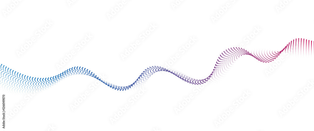 Poster flowing dot wave halftone gradient pattern on transparent background