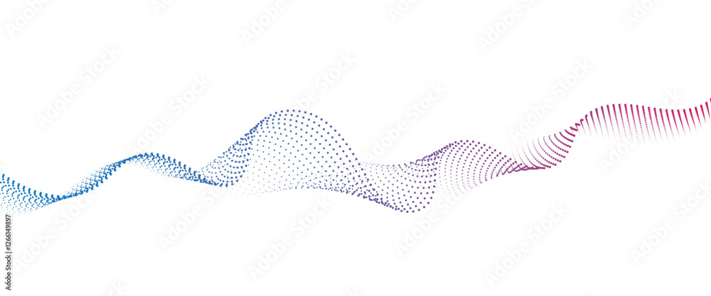 Poster flowing dot wave halftone gradient pattern on transparent background