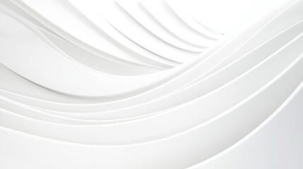 An abstract illustration featuring smooth, white waves flowing gracefully against a white background, creating a serene and elegant visual effect.