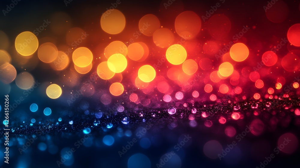 Poster vibrant bokeh lights cascade creating an abstract festive illumination