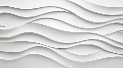 This image features a minimalist white wall with flowing waves creating an elegant, abstract pattern. Ideal for modern interior decor.